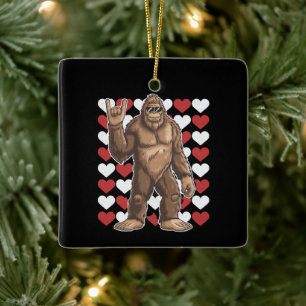 Ornement En Céramique Saint-Valentin Bigfoot Cœurs Drôles d'amour Sasqua