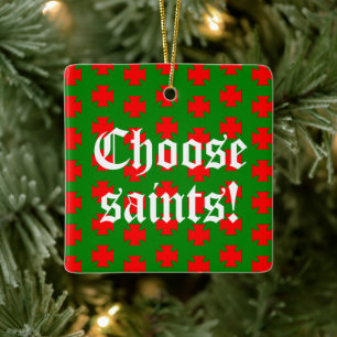 Ornement En Céramique Saints_Aplenty Carré de slogan (Édition de Noël 1)
