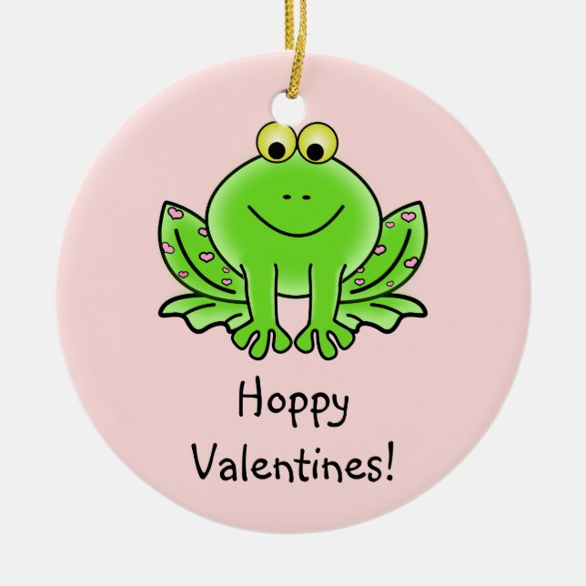 Ornement En Céramique Salutation drôle de grenouille d'amour : (Devant)