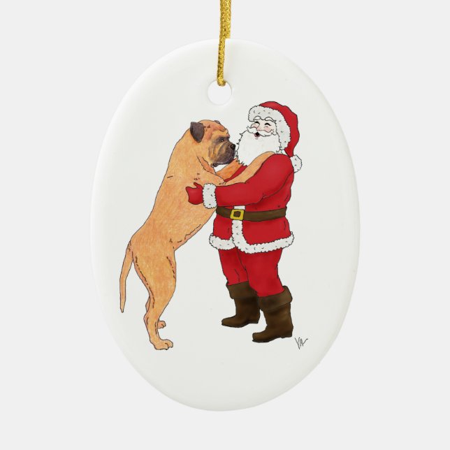 Ornement En Céramique Salutation Jowly de Noël de Bullmastiff (Devant)
