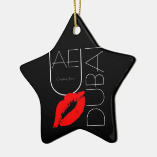 Ornement En Céramique Salutations de Dubai UAE Red Lipstick Kiss