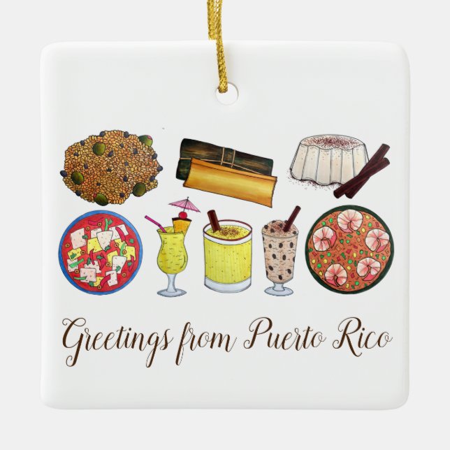 Ornement En Céramique Salutations de Porto Rico Carribean Island Foods (Devant)