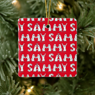 Ornement En Céramique Sammy épelée en lettres Samoyed