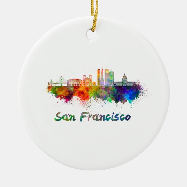 Ornement En Céramique San Francisco V2 skyline en aquarelle (Devant)