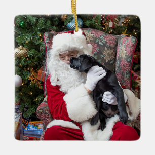 Ornement En Céramique Santa Claus Black Labrador Christmas jolie chiot