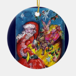 Ornement En Céramique SANTA CLAUS, CADEAUX DE NOËL ET JOUETS Ruby Rouge 