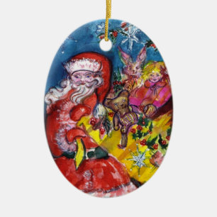 Ornement En Céramique SANTA CLAUS, CADEAUX DE NOËL ET JOUETS Ruby Rouge 