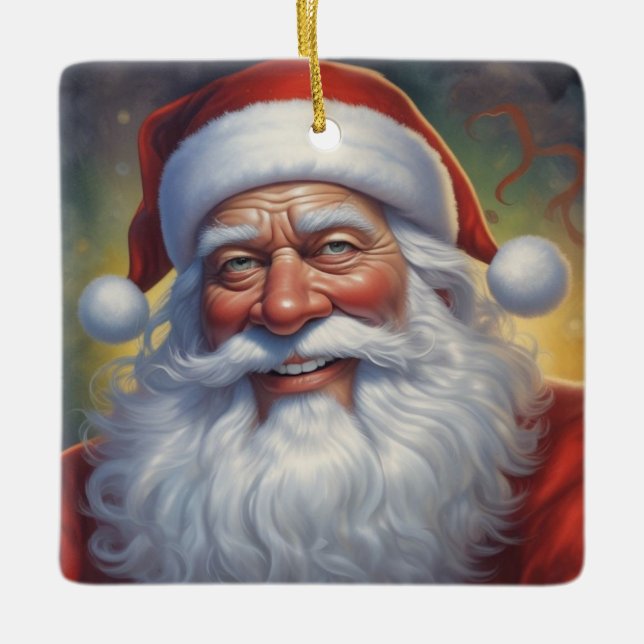 Ornement En Céramique Santa Clause Joyeux Noël Bonne année (Devant)