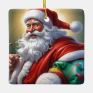 Ornement En Céramique Santa Clause Joyeux Noël Bonne année