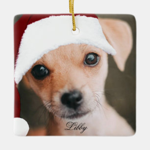 Ornement En Céramique Santa hat animal photo personnalisée photo personn