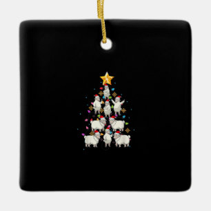 Ornement En Céramique Santa Sheep Christmas Tree Lights Funny Sheep Veni