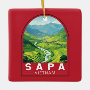 Ornement En Céramique Sapa Vietnam Travel Art Vintage