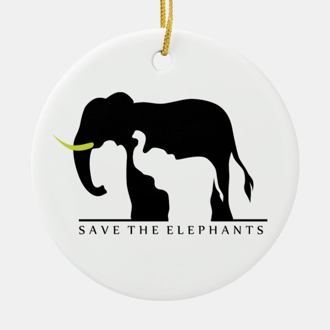 Ornement En Céramique Sauvez les éléphants (Devant)
