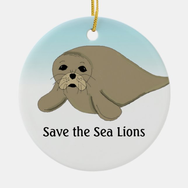 Ornement En Céramique Sauvez les lions de mer (Devant)