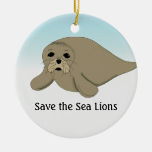 Ornement En Céramique Save the Sea Lions
