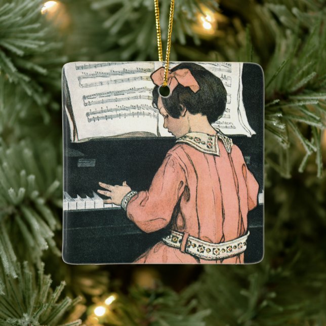 Ornement En Céramique Scales de Jessie Willcox Smith, Piano Music Girl (Arbre)