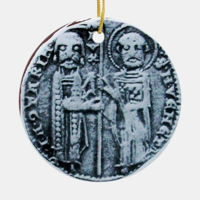 Ornement En Céramique SCEAU DES CHEVALIERS MODÈLE MONOGRAMME gemme viole (Devant)