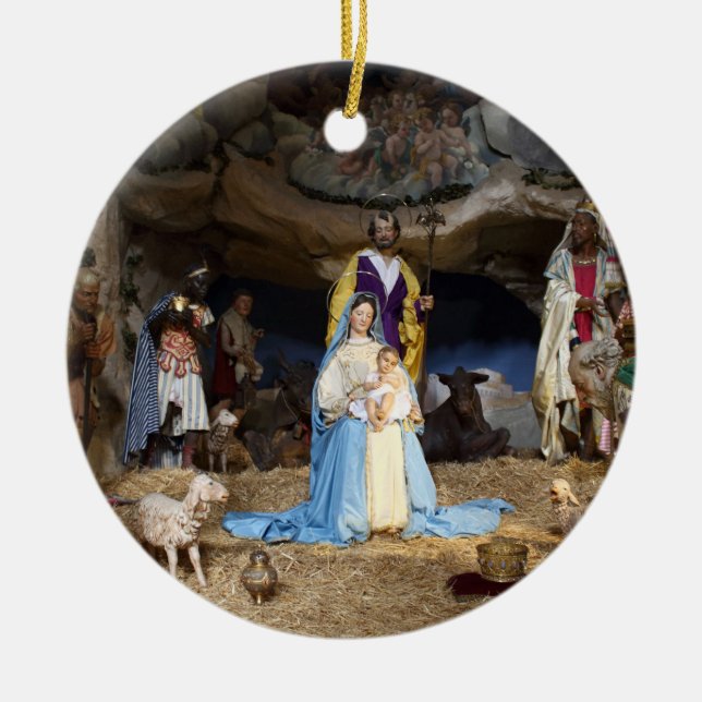 Ornement En Céramique Scène de la Nativité de Noël antique (Devant)
