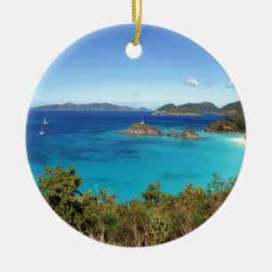 Ornement En Céramique Scène d'île des Caraïbes