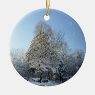 Ornement En Céramique Scènes de pin de matin d'hiver de pays