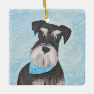 Ornement En Céramique Schnauzer (Miniature) Peinture - Chien original mi