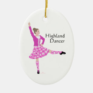 Ornement En Céramique Scottish Highland Dancer Pink