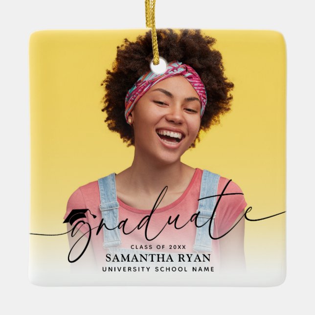 Ornement En Céramique Script Moderne de la photo Graduation (Devant)