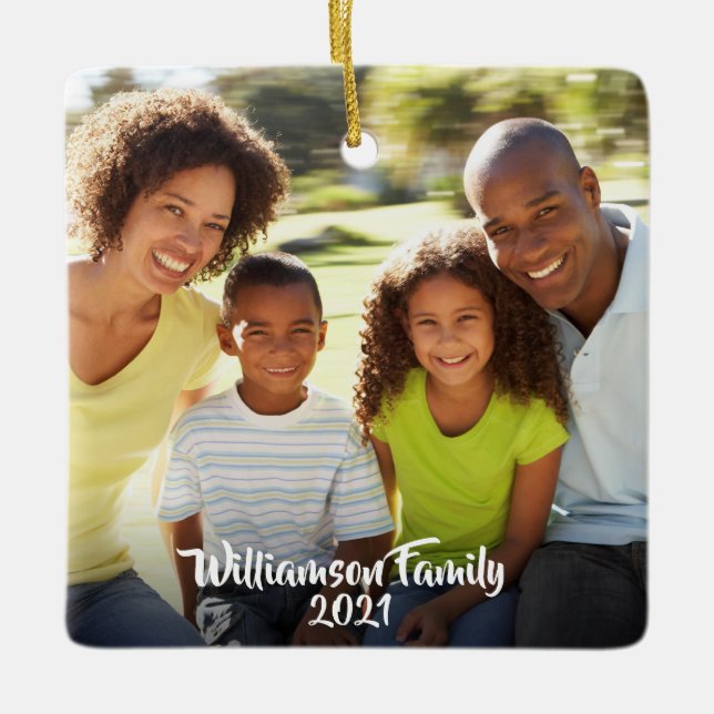 Ornement En Céramique Script photo personnalisé 2 photo 2 face (Devant)