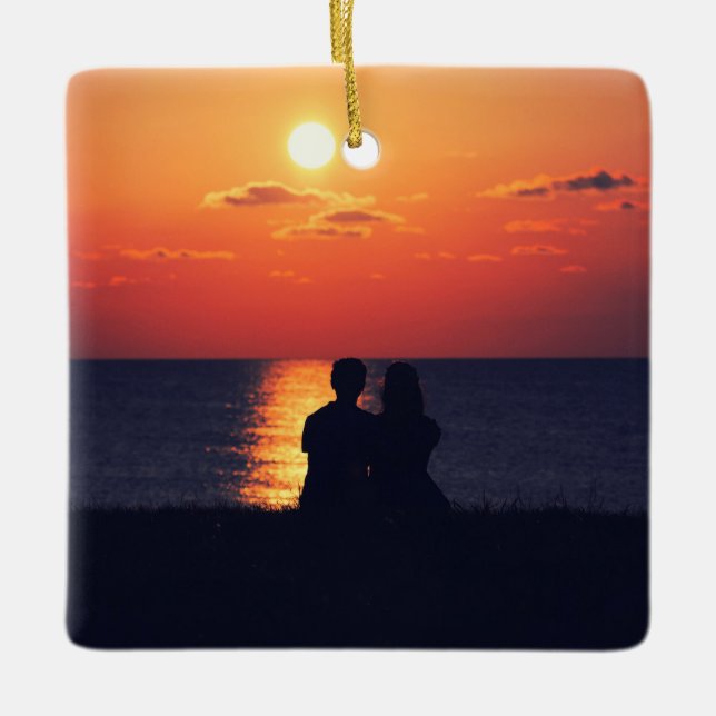 Ornement En Céramique Scrolls élégants 2 côtés personnalisables 2 Photo (Devant)