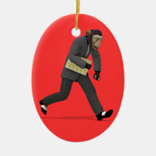 Ornement En Céramique Se précipiter vers les affaires singes