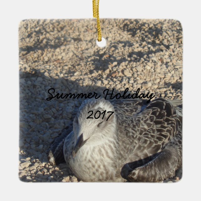 Ornement En Céramique Seagull Profitant Du Soleil Été Photographie (Devant)