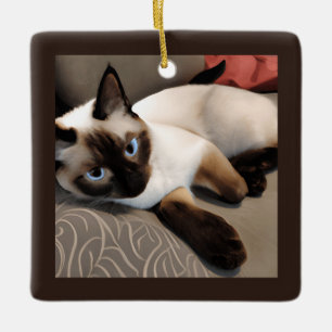 Ornement En Céramique Seal Point Siamese Portrait numérique