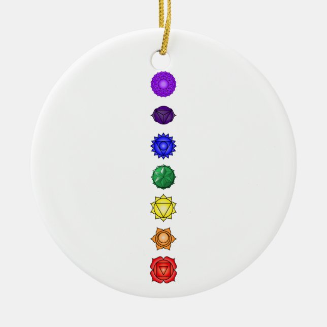 Ornement En Céramique Sept chakras verticaux (Devant)