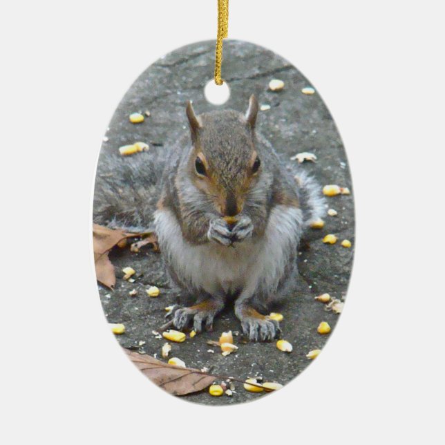 Ornement En Céramique Série de Noël d'écureuil gris (Devant)