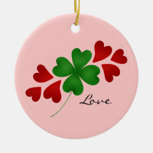 Ornement En Céramique Shamrock et coeur