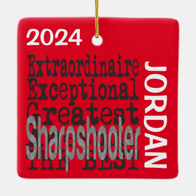 Ornement En Céramique Sharpshooter Extraordinaire PERSONNALISÉ (Dos)
