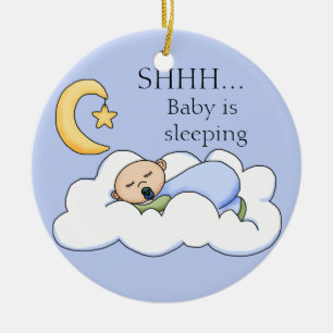 Ornement En Céramique Shhh affichette de porte de sommeil de bébé