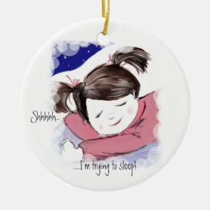 Ornement En Céramique Shhh… pendentif de Dormir-Art de petite fille