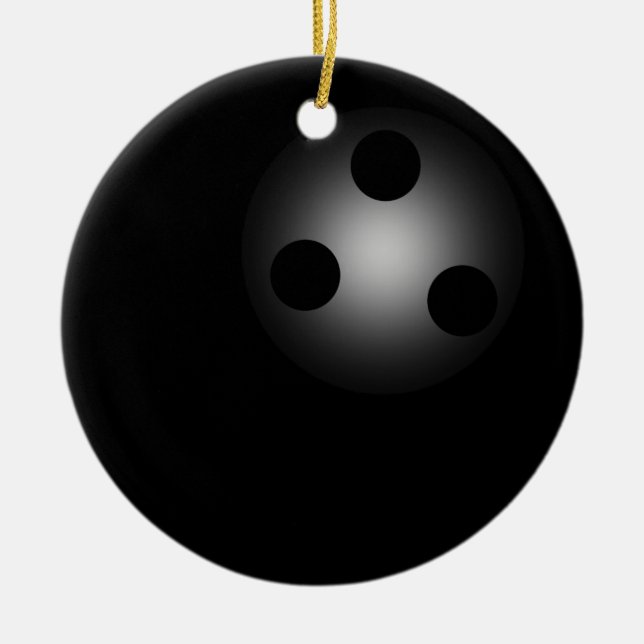 Ornement En Céramique Shiny Black Bowling Ball Bowlers Nouveauté Noël (Devant)