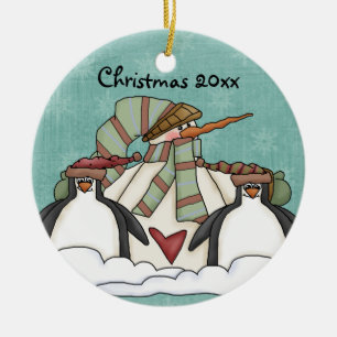 Ornement En Céramique S'il vous plaît, laissez-le Snowman Orament de gar