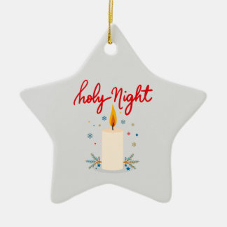 Ornement En Céramique Silent night, glowing bright.