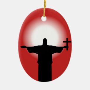 Ornement En Céramique Silhouette avec croix