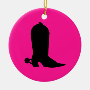 Ornement En Céramique Silhouette d'amorçage de cowboy