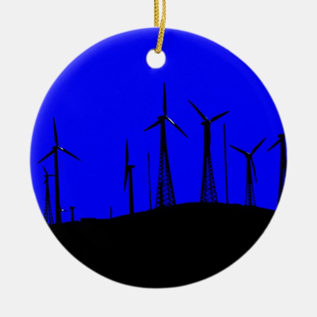 Ornement En Céramique Silhouette de la ferme éolien Tehachapi (Devant)