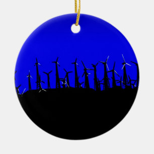 Ornement En Céramique Silhouette de la ferme éolien Tehachapi