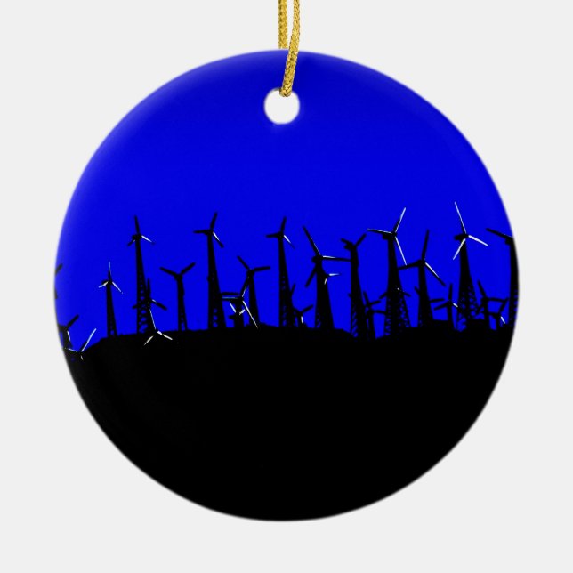 Ornement En Céramique Silhouette de la ferme éolien Tehachapi (Devant)
