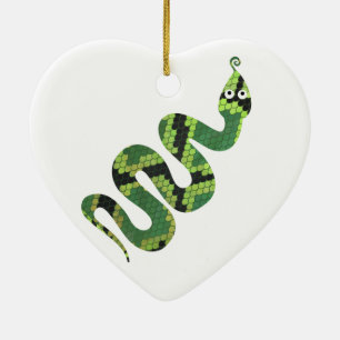 Ornement En Céramique Silhouette d'impression en noir et vert serpent