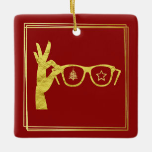 Ornement En Céramique Silhouette dorée Porte-Verres Ornament
