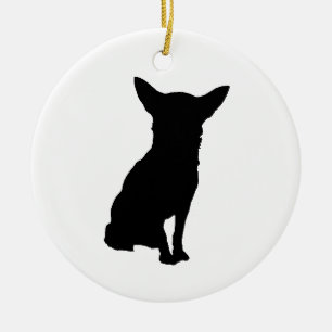 ORNEMENT EN CÉRAMIQUE SILHOUETTE NOIR CHIHUAHUA
