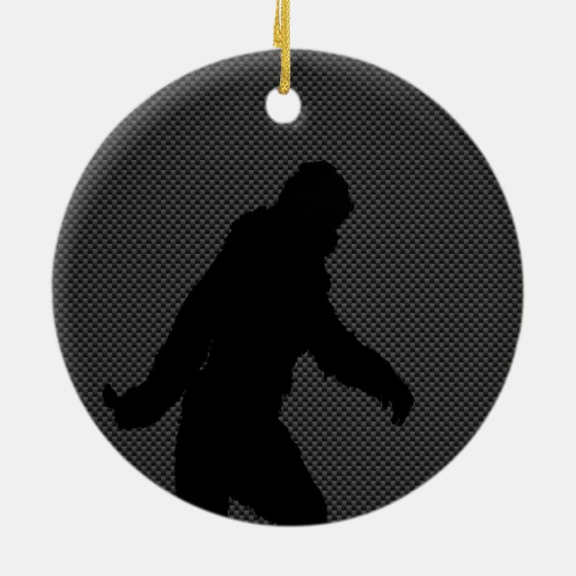 Ornement En Céramique Silhouette Sasquatch sur l'impression en fibre de  (Dos)